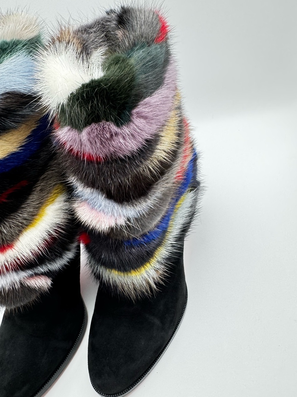 Christian Louboutin Alexandra 70 Multicolor Mink Fur Ankle Boots Size 36 - Picture 5 of 9